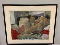Full view of the framed pastel and charcoal painting by Lili Yamaguchi