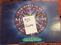 Top of game box featuring Who Wants to Be a Millionaire logo and $25 game sticker