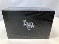 Black box with L’ange logo and product name 'Microfiber Hair Wrap'. The box is sealed indicating the product is new.