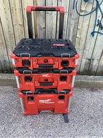 Front view of all three PACKOUT modules stacked with handle extended