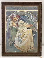 Front view of framed Alphonse Mucha print titled 'Princezna Hyacinta'