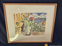 Framed watercolour painting showing the full artwork and frame.