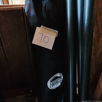 Close-up of the Shade Tech logo on the black fabric canopy case with item number 70.