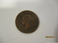 Obverse of 1901 Canadian one cent coin featuring Queen Victoria's profile and surrounding inscription.
