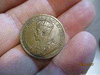 Obverse side of 1919 Canadian one cent coin featuring King George V's profile and inscription.