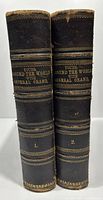 Front-facing spines of two leather-bound volumes titled 'Young. Around the World with General Grand/Grant' showing condition and gold stamped titles and volume numbers.