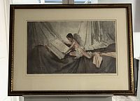 Framed lithograph displayed on wall showing full artwork and frame.