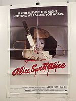 Full view of the Alice, Sweet Alice vintage movie poster showing design and condition.