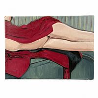 Front view of painting showing subject, colors and brushwork