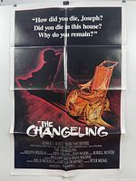 Front view of vintage 'The Changeling' movie poster, showing complete image and film credits with fold lines visible.