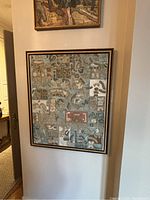 Full front view of the framed abstract oil painting showing overall composition and frame.