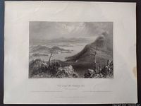 Front view of W.H. Bartlett original black and white print showing mountain and sea landscape with some mild edge staining.