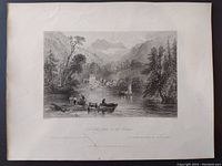 Front view of the W.H. Bartlett 1842 original black and white lithograph print showing the full image and surrounding border.