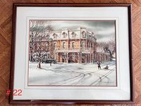 Front view of "Prince of Wales" framed print showing the winter scene with building, snow, and people.