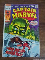 Front cover of Captain Marvel comic book showing title and character artwork