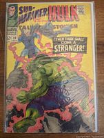 Front cover of Marvel Comics Sub-Mariner and The Incredible Hulk Issue 89 from 1969 with the main characters visible and in a plastic protective sleeve.