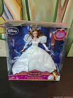 Full front view of boxed Disney Enchanted Fairytale Weddings Barbie doll signed by Amy Adams