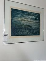 Front and side angle view of the framed Skyway Sunrise print by Helen Ness 1982. Shows overall condition and framing details.