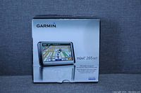 White Garmin box with image of Garmin nüvi 265WT GPS device