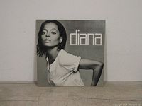 Front cover of the Diana Ross vinyl LP showing Diana Ross's face and upper torso in black and white with the title 'diana'