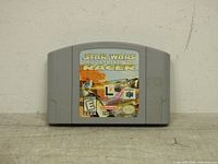 Front view of gray Nintendo 64 cartridge with Star Wars Episode 1 Racer label showing game logo and imagery.