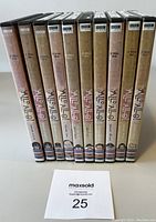 Frontal view of all nine CD sets showing spines