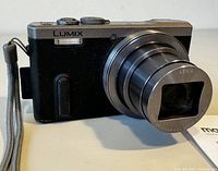 Front view of camera with lens extended