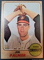 Front side of the 1968 Topps Jim Palmer card showing player portrait, name, position, and team.