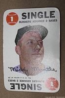 Full front of card showing Mickey Mantle portrait, orange “1” icon, Single text, printed signature