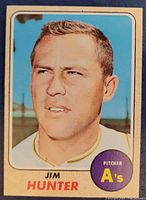 Front of the 1968 Topps Jim Hunter card showing player portrait and team info.