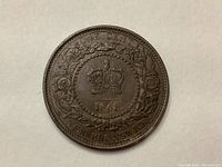 Reverse of the coin showing crown, date 1861, floral wreath, and New Brunswick inscription.