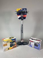 Full view of all three items together including Raleigh pump and two boxed air compressors