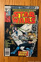 Front cover of Star Wars issue #15 comic book showing Han Solo in a duel with Crimson Jack aboard the Death Star. Priced at 35 cents, published by Marvel Comics Group.