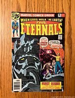 Front cover of The Eternals #1 comic book showing its vintage artwork and ink details on the cover.