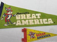 Large green Marriott's Great America pennant featuring Bugs Bunny in patriotic outfit and text