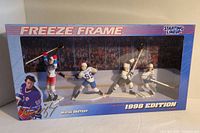 Full boxed set of 1998 Starting Lineup Freeze Frame Wayne Gretzky figures, showing front display window and colorful packaging.