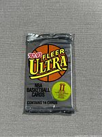 Front side of sealed 1992-93 Fleer Ultra NBA basketball card pack showing logo and card count