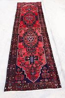 Full-length view of the runner rug laid flat on a white background