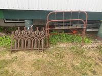 Overview of headboard, footboard and decorative panels laid against mobile home