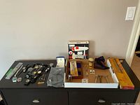 Overview of all lot items arranged on a table