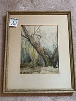 Framed watercolour painting showing full artwork and frame with MaxSold lot label