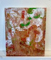 Frontal image of the abstract acrylic painting showing the full artwork with various colors and textures