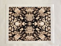 Full view of the photographic print showing the symmetrical pebble/fractal design with white border around.
