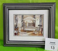 Front view of framed 'Good Morning' print showing wooden frame and glass.