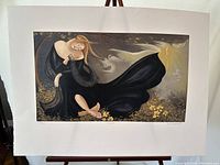 Full view of the 'Storm' serigraph print by Rajka Kupesic showing the full artwork with matting and easel display