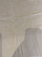 Photo showing the fabric and a small stain on the tablecloth.