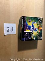 Photo of the boxed LEGO Blue Power Rangers Battle Bike set with Power Rangers branding and sealed packaging, displaying the front of the box.