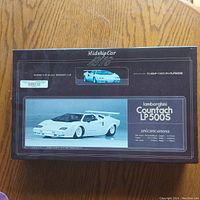 Closed box showing illustration of the Lamborghini Countach LP500S model and specifications.