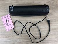 Black Purple Cows model 3015C laminator shown with power cord and attached plug, including a MaxSold tag.