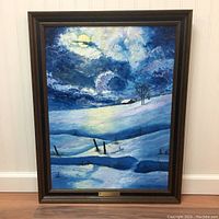 Front view of framed painting 'Winter Night' by A.M. McCarthy